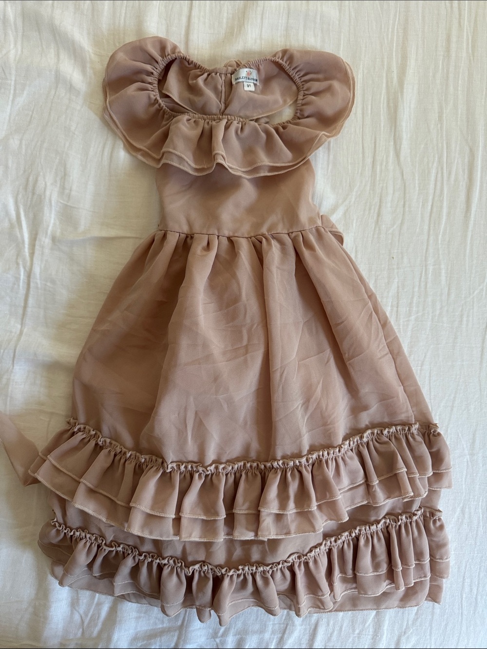 Girls Dusty Rose Ruffle Party Dress